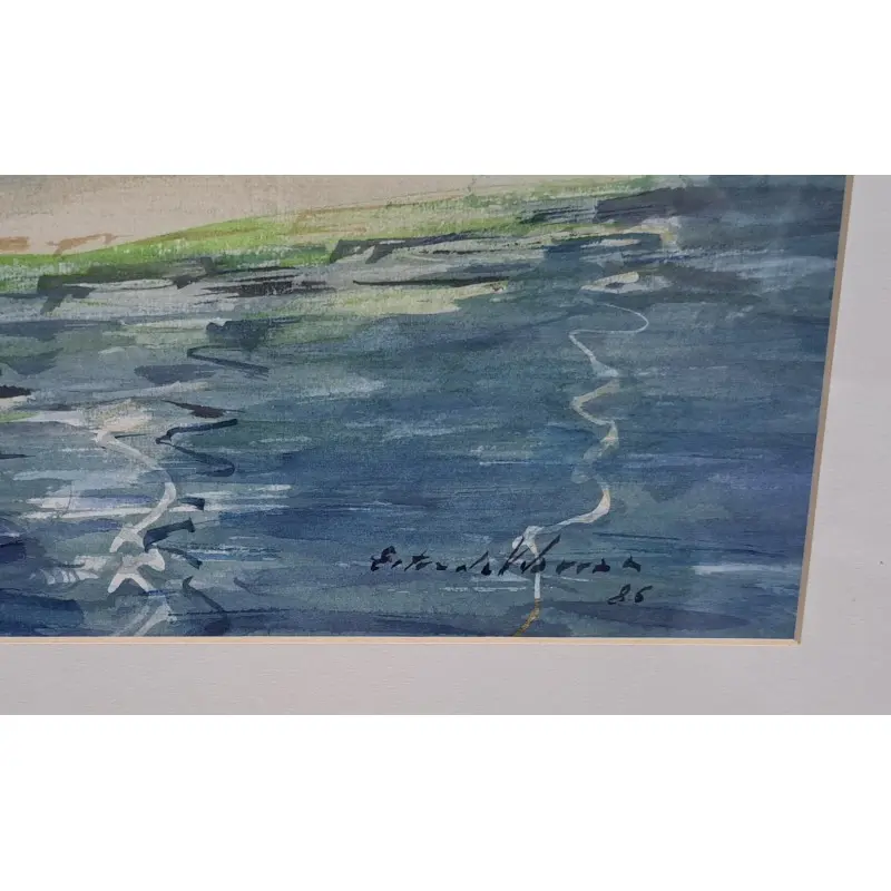 Gran Acuarela de Albert Estrada Vilarrasa (1934 – 2022) Marina de Sitges · vista 4/11