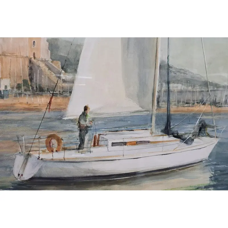 Gran Acuarela de Albert Estrada Vilarrasa (1934 – 2022) Marina de Sitges · vista 8/11