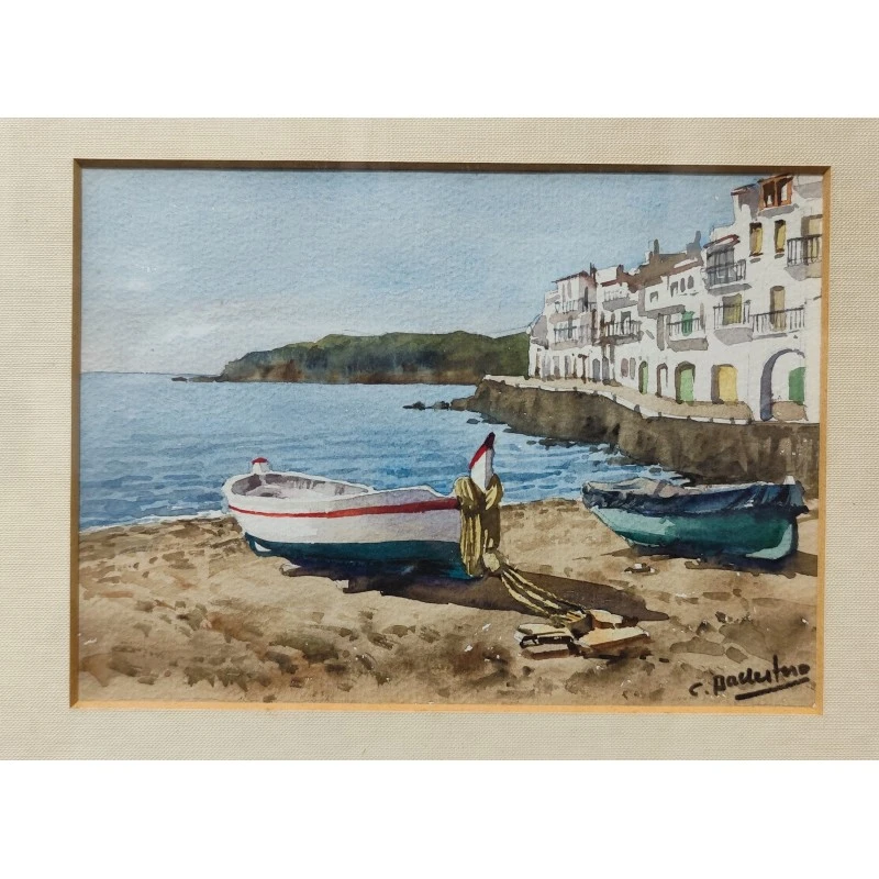 Acuarela de Cadaqués Carlos Ballestero (Barcelona 1942)