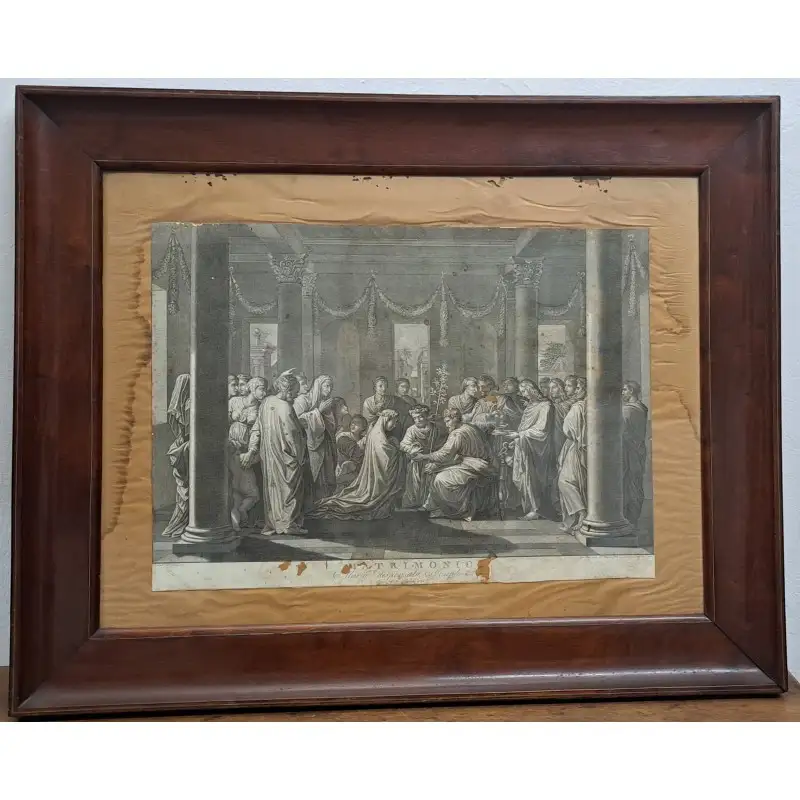 Gran marco de caoba con grabado del año 1805, Maria Desposata Josepp
