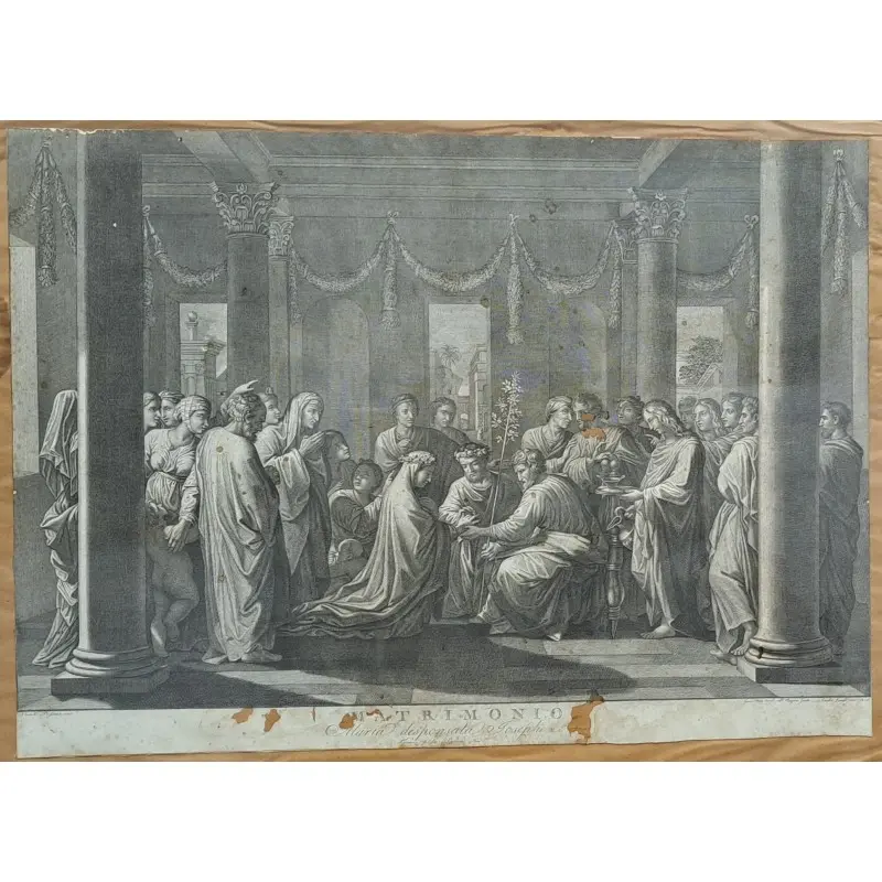 Gran marco de caoba con grabado del año 1805, Maria Desposata Josepp, Siglo XIX · vista 2/8