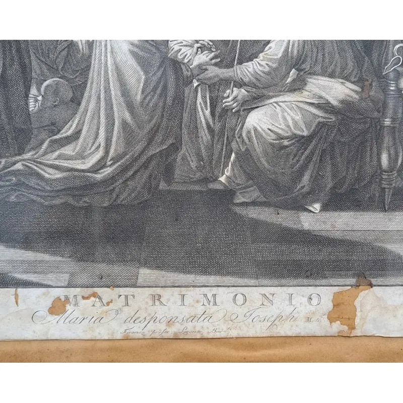 Gran marco de caoba con grabado del año 1805, Maria Desposata Josepp, Siglo XIX · vista 5/8