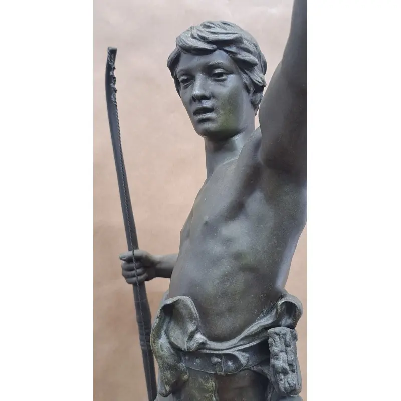 Escultura francesa de calamina, Eugene Marioton (1857-1933) “Hallali” · vista 11/12