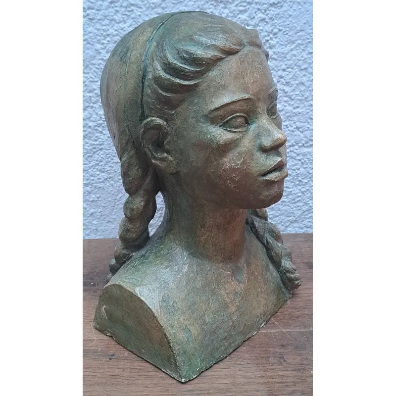Carme Campas (Vallgorguina 1922- 2010) busto de niña terracota 30 cm de altura, Siglo XX · vista 2/7