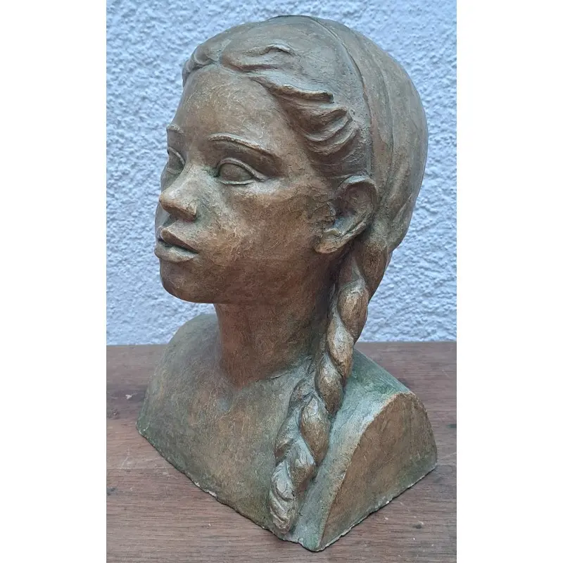 Carme Campas (Vallgorguina 1922- 2010) busto de niña terracota 30 cm de altura, Siglo XX · vista 3/7