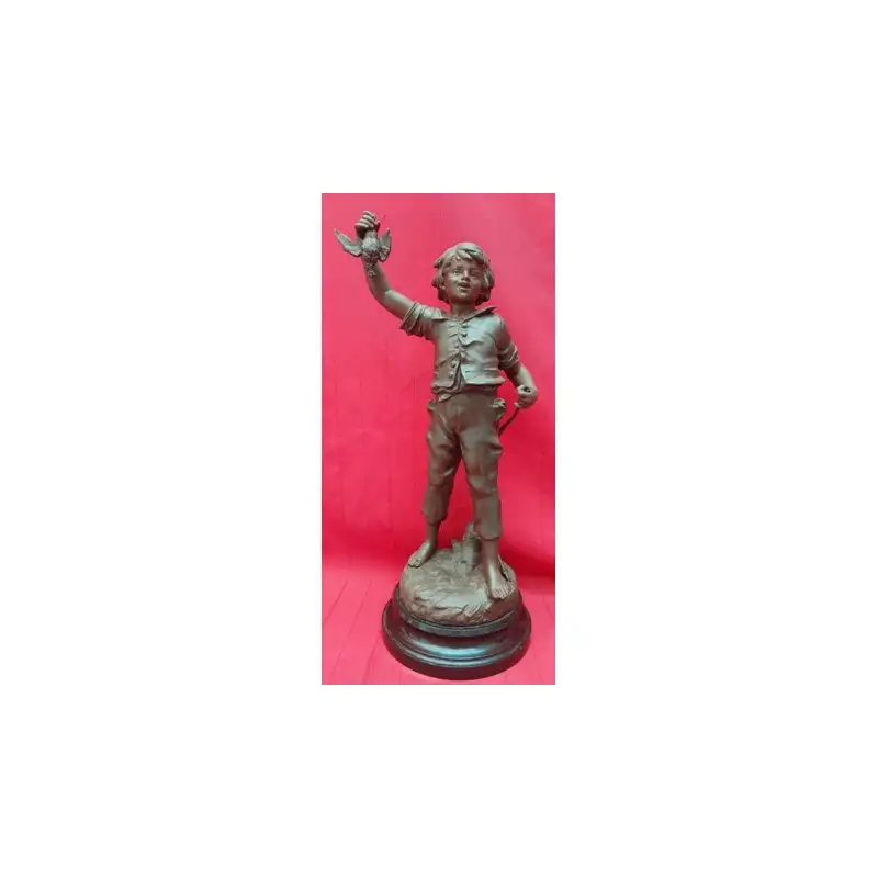 Antigua Figura Aug. Moreau Siglo Xix, Niño Cazador
