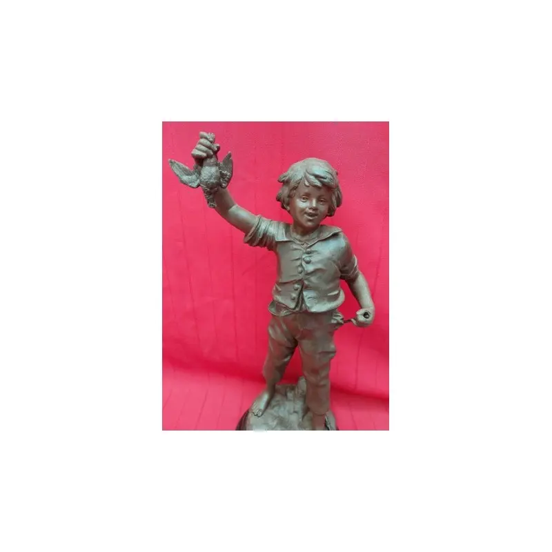 Antigua Figura Aug. Moreau Siglo Xix, Niño Cazador, Siglo XIX · vista 2/7