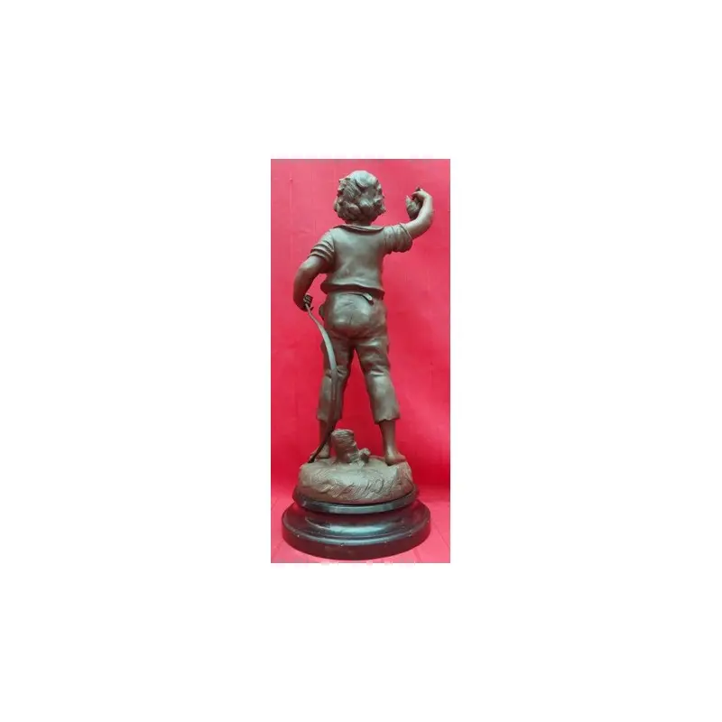 Antigua Figura Aug. Moreau Siglo Xix, Niño Cazador, Siglo XIX · vista 5/7