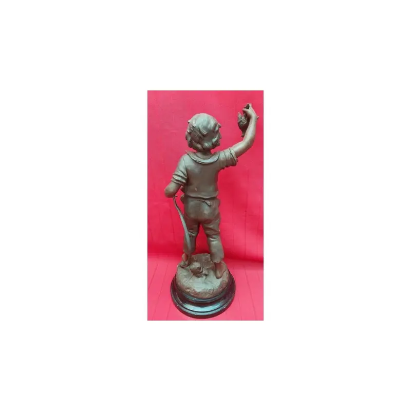 Antigua Figura Aug. Moreau Siglo Xix, Niño Cazador, Siglo XIX · vista 6/7