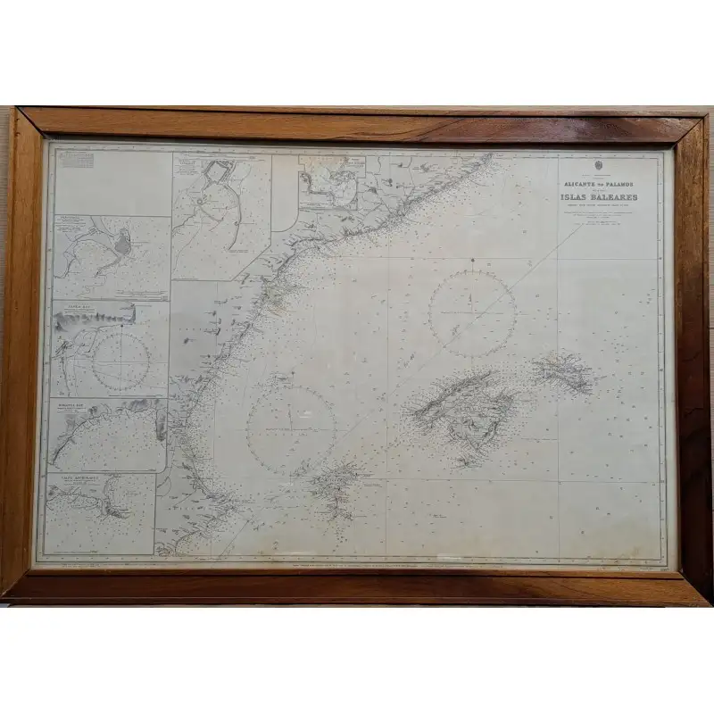 Carta Náutica, Islas baleares, de Alicante a Palamós 1961