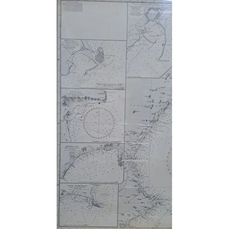 Carta Náutica, Islas baleares, de Alicante a Palamós 1961 · vista 8/10