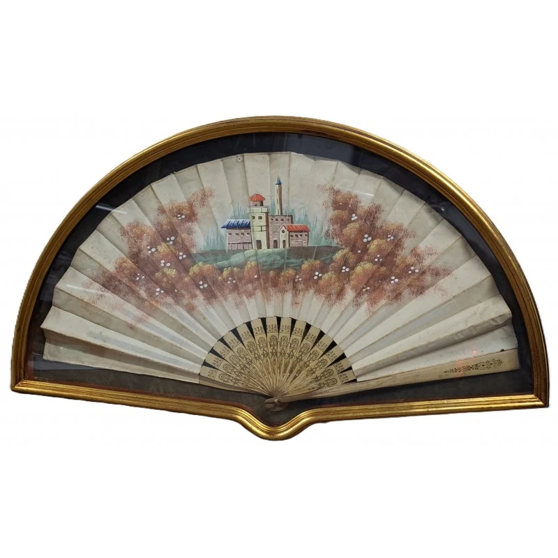 Gran abanico siglo XIX con abaniquera 73 X 44 cm, Siglo XIX