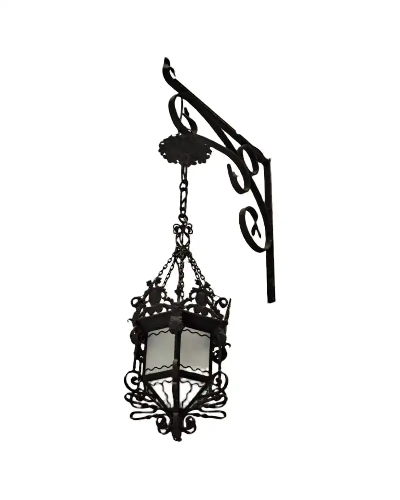 Lámpara de techo o farol de forja artesanal