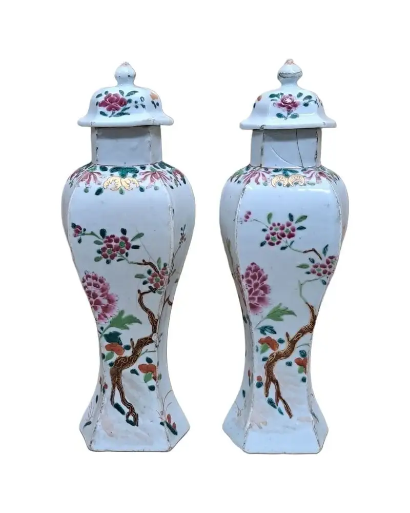 Pareja de jarrones siglo XIX – Porcelana china – Dinastía Guangxu