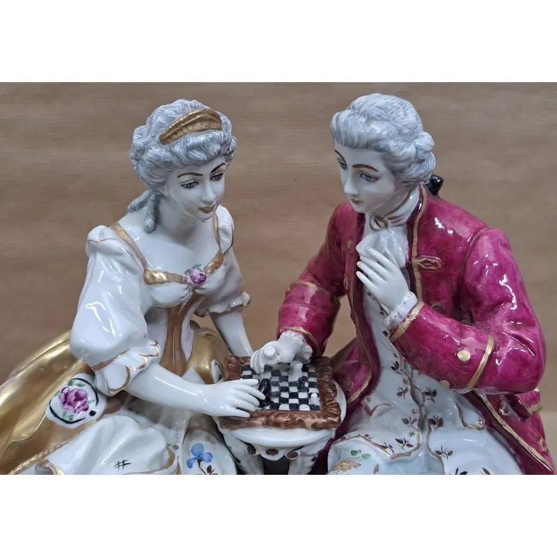 Figuras de porcelana Meissen, jugando al ajedrez, siglo XX, Siglo XX · vista 3/12
