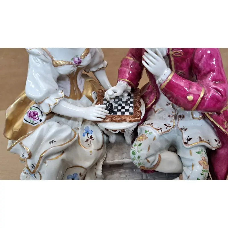 Figuras de porcelana Meissen, jugando al ajedrez, siglo XX, Siglo XX · vista 4/12