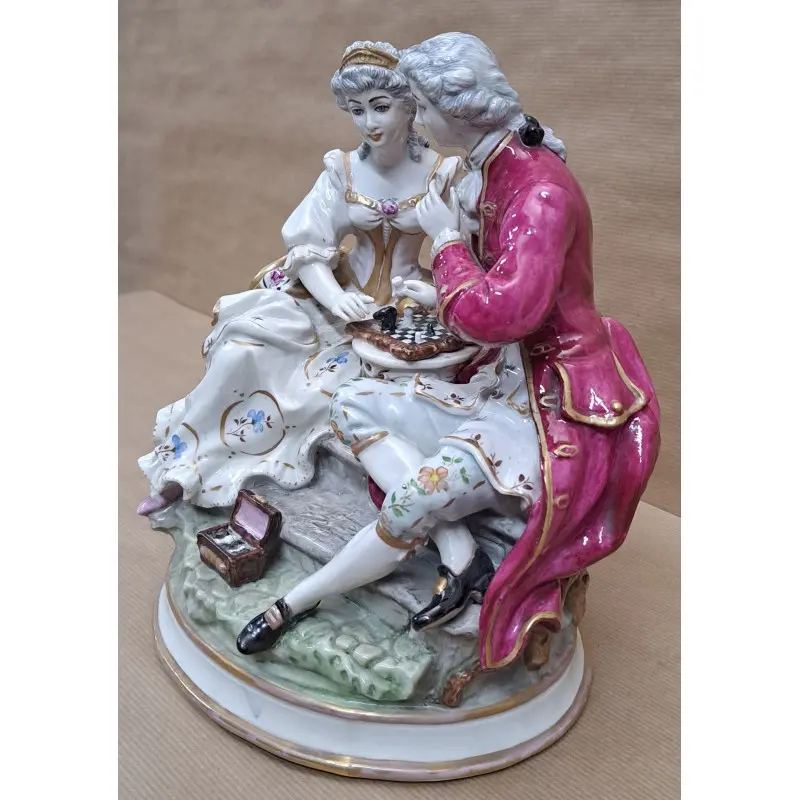 Figuras de porcelana Meissen, jugando al ajedrez, siglo XX, Siglo XX · vista 5/12