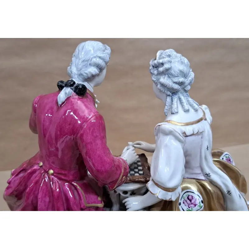 Figuras de porcelana Meissen, jugando al ajedrez, siglo XX, Siglo XX · vista 9/12