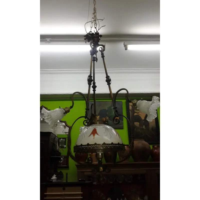 Antigua Lámpara de Bronce 4 Puntos de Luz · vista 2/8