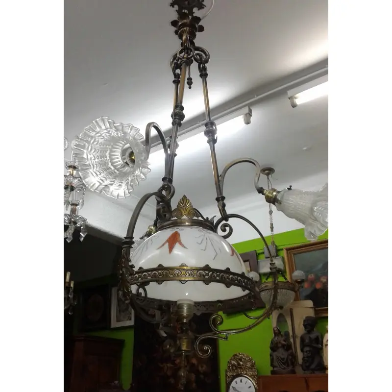 Antigua Lámpara de Bronce 4 Puntos de Luz · vista 3/8