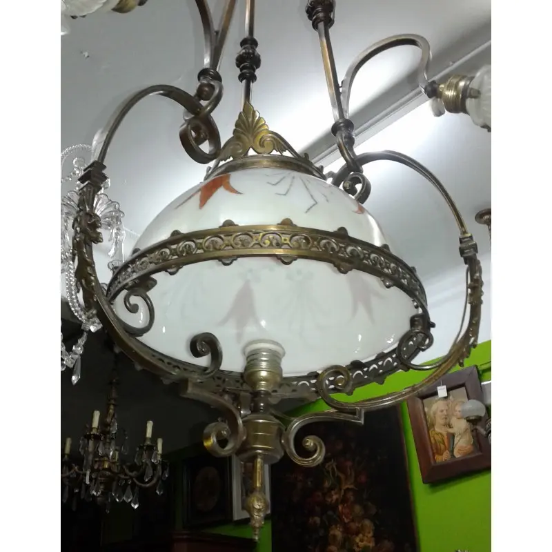 Antigua Lámpara de Bronce 4 Puntos de Luz · vista 6/8