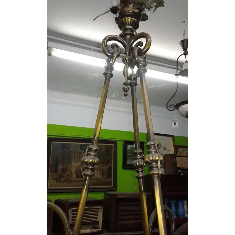 Antigua Lámpara de Bronce 4 Puntos de Luz · vista 7/8