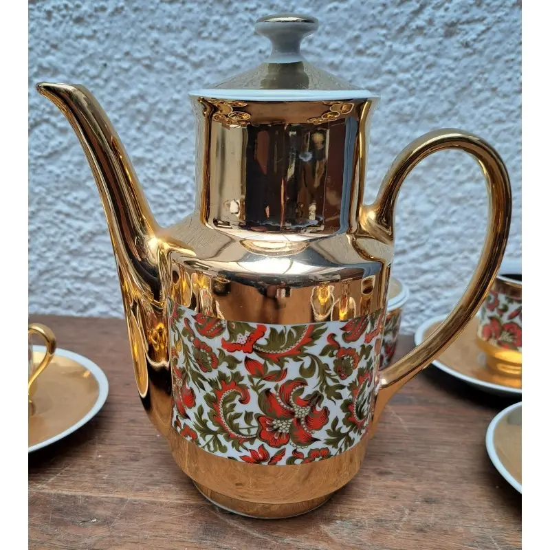 Juego de café de porcelana y decoración en oro · vista 3/6
