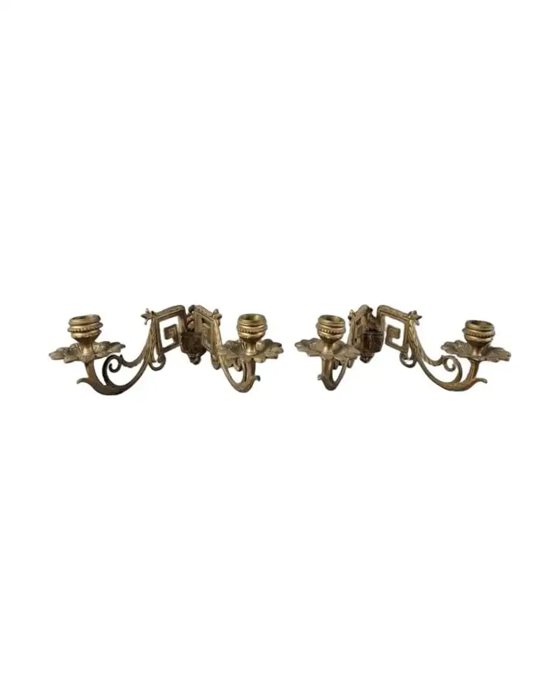 Pareja de candelabros de piano, bronce, finales del siglo XIX