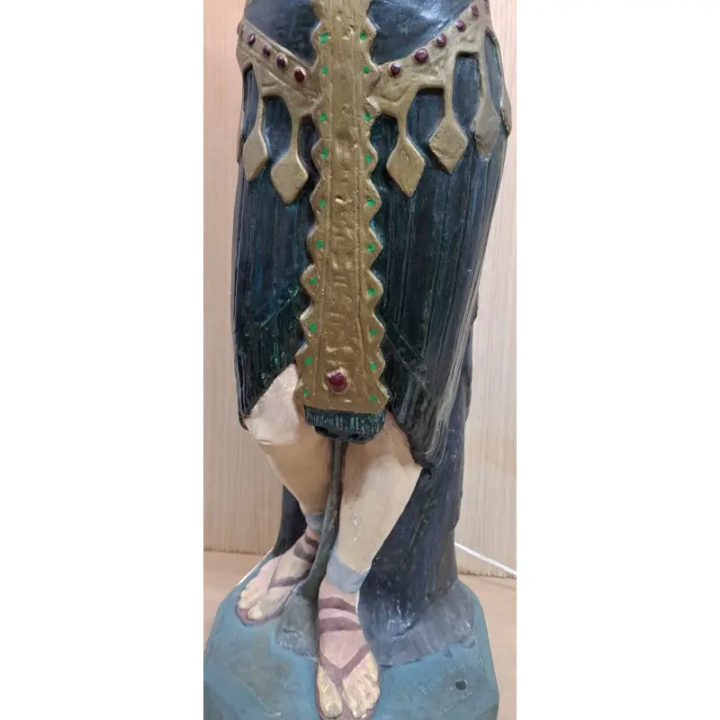 Gran lámpara antigua en yeso policromado estilo orientalista, 123 cm de altura · vista 5/12