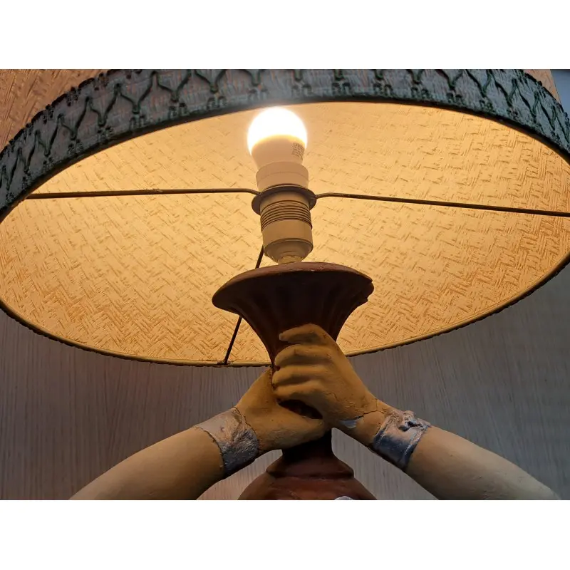 Gran lámpara antigua en yeso policromado estilo orientalista, 123 cm de altura · vista 9/12