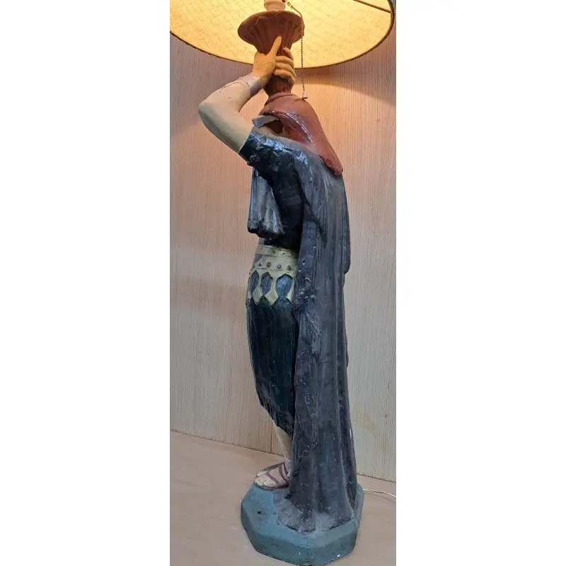 Gran lámpara antigua en yeso policromado estilo orientalista, 123 cm de altura · vista 10/12