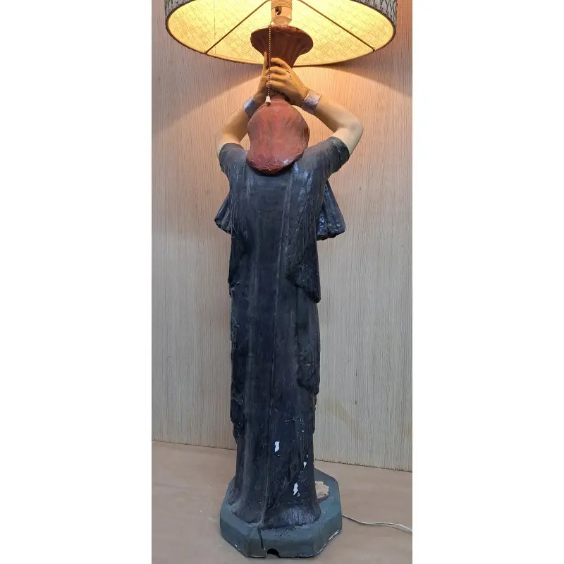 Gran lámpara antigua en yeso policromado estilo orientalista, 123 cm de altura · vista 12/12