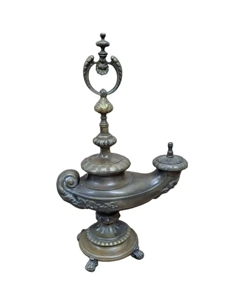 Antigua gran lámpara de gas, bronce, siglo XIX
