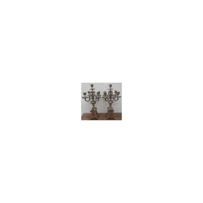 Pareja de Candelabros Franceses de Bronce Siglo XIX, Siglo XIX · vista 5/12