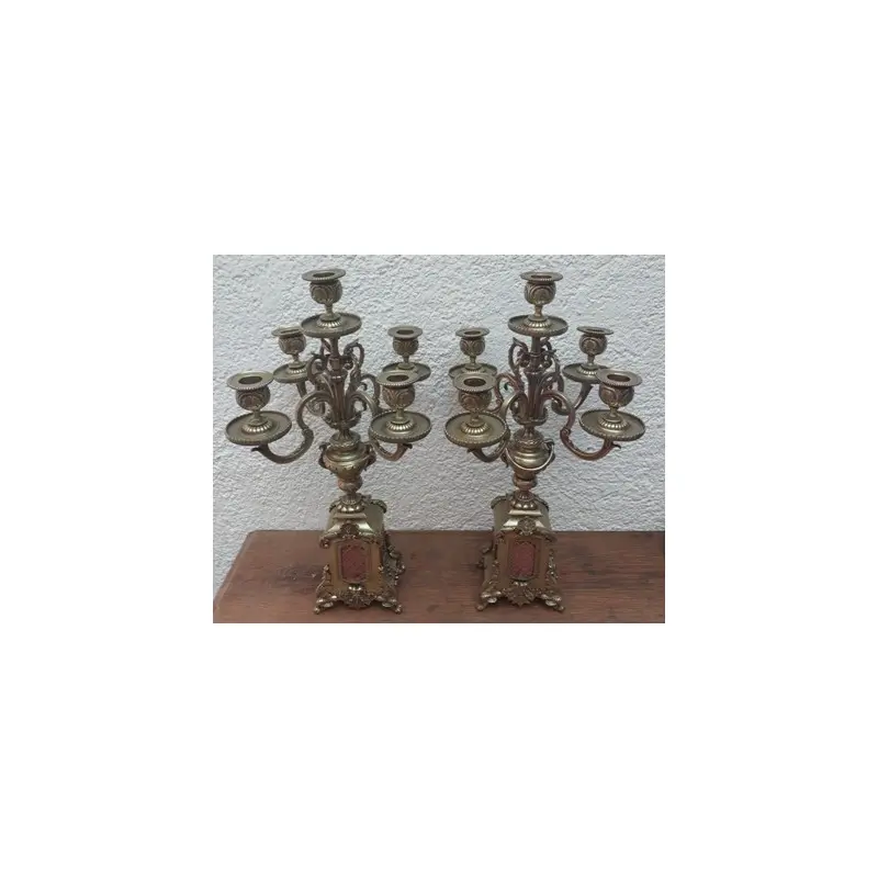 Pareja de Candelabros Franceses de Bronce Siglo XIX, Siglo XIX · vista 8/12