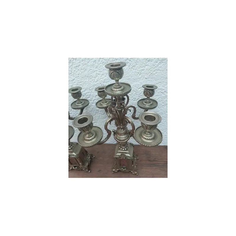 Pareja de Candelabros Franceses de Bronce Siglo XIX, Siglo XIX · vista 9/12