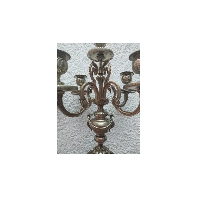Pareja de Candelabros Franceses de Bronce Siglo XIX, Siglo XIX · vista 11/12