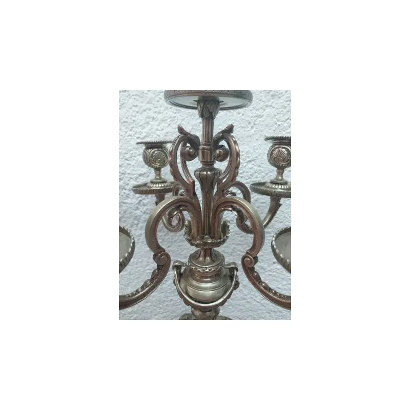 Pareja de Candelabros Franceses de Bronce Siglo XIX, Siglo XIX · vista 12/12