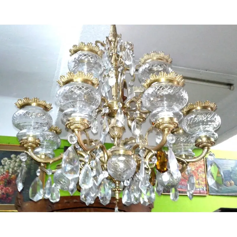 Fabulosa Lampara de Bronce con 16 Luces Mediados Siglo XX, Siglo XX · vista 2/12