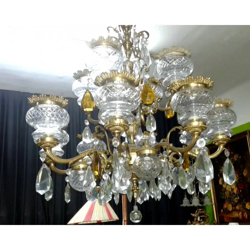 Fabulosa Lampara de Bronce con 16 Luces Mediados Siglo XX, Siglo XX · vista 8/12