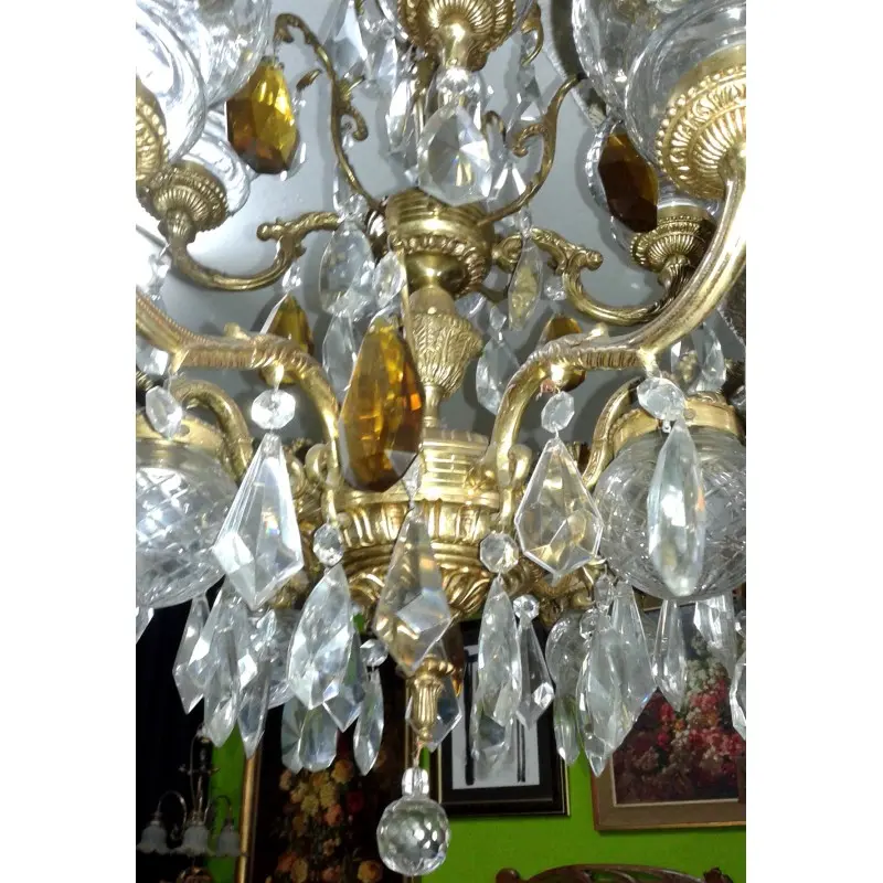 Fabulosa Lampara de Bronce con 16 Luces Mediados Siglo XX, Siglo XX · vista 9/12