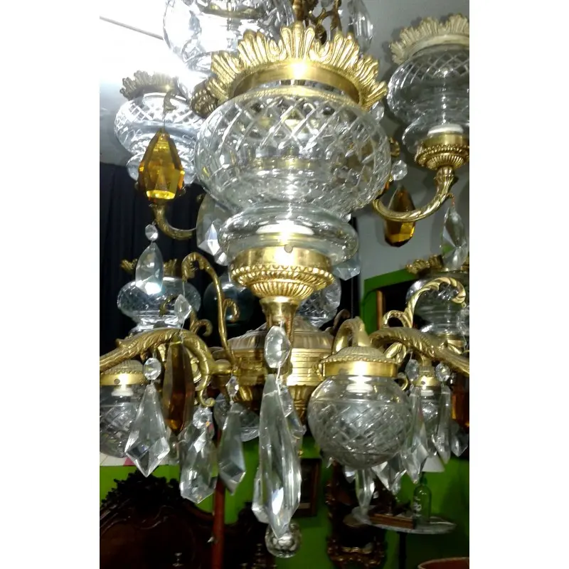 Fabulosa Lampara de Bronce con 16 Luces Mediados Siglo XX, Siglo XX · vista 10/12