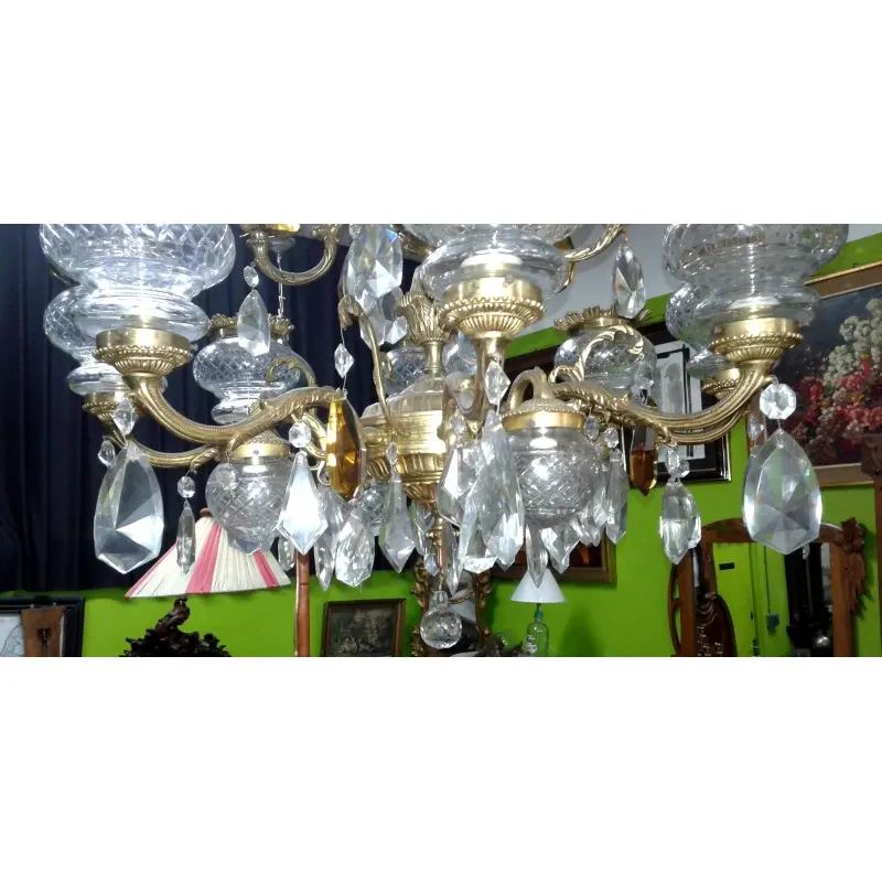 Fabulosa Lampara de Bronce con 16 Luces Mediados Siglo XX, Siglo XX · vista 11/12