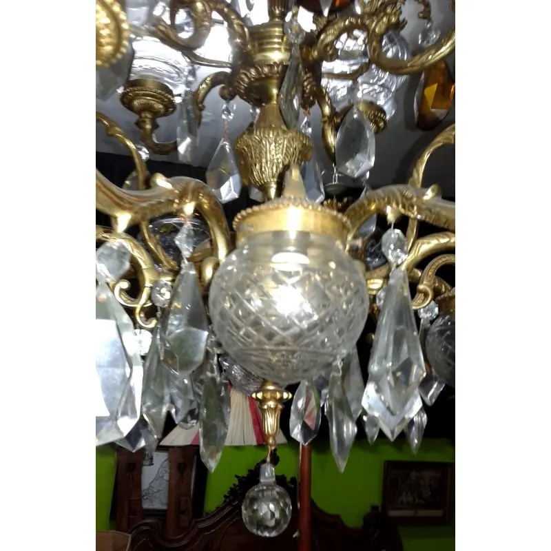 Fabulosa Lampara de Bronce con 16 Luces Mediados Siglo XX, Siglo XX · vista 12/12