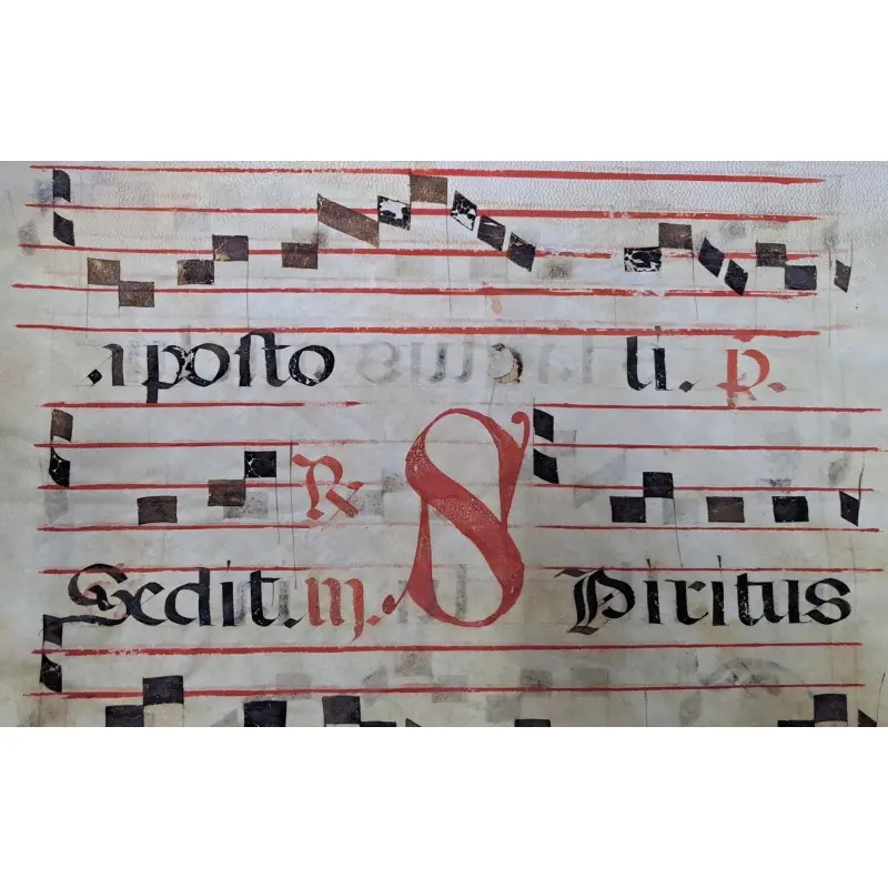 Hoja de pergamino con notación gregoriana. Siglo XV–XVI. Responsorio “Sedit Spiritus Domini”, Siglo XV · vista 5/10