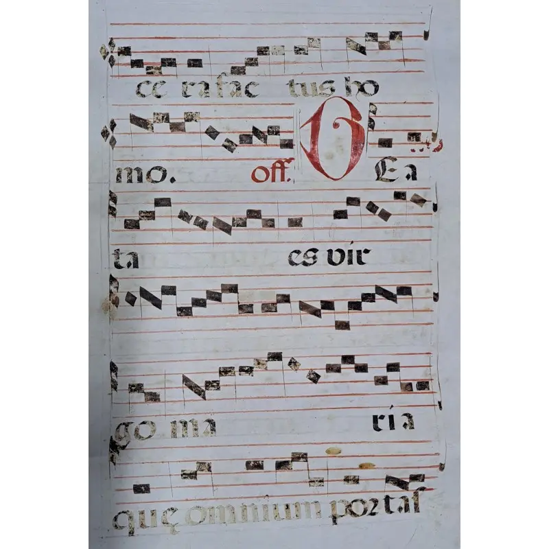 Hoja de pergamino con notación gregoriana. Siglo XV–XVI, Siglo XV · vista 7/9