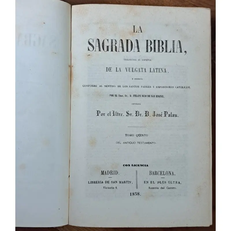 La Sagrada Biblia. Antiguo testamento completo. año 1858 · vista 12/12