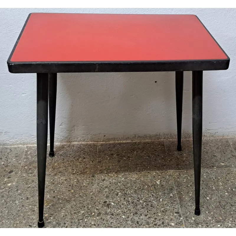 Mesa y sillas de terraza vintage, metal esmaltado, años 60 · vista 2/12