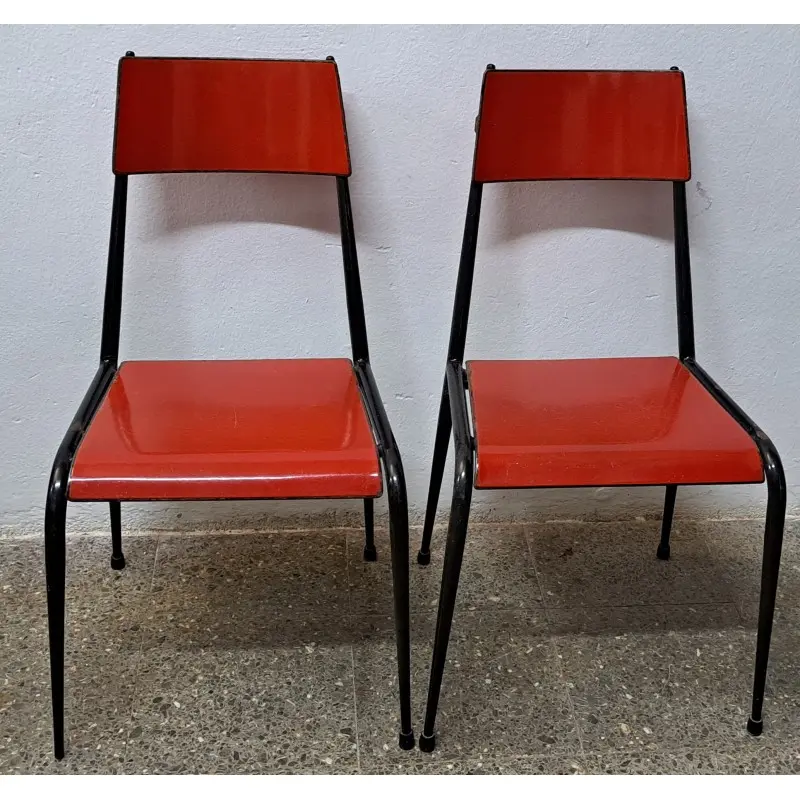 Mesa y sillas de terraza vintage, metal esmaltado, años 60 · vista 4/12