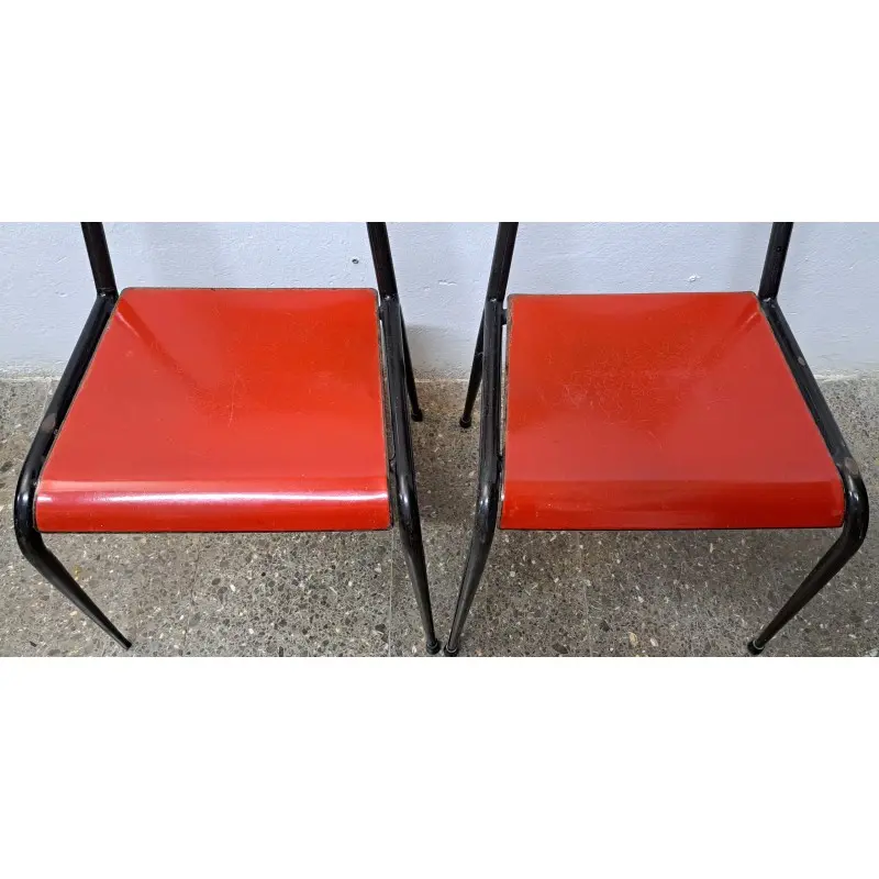 Mesa y sillas de terraza vintage, metal esmaltado, años 60 · vista 5/12